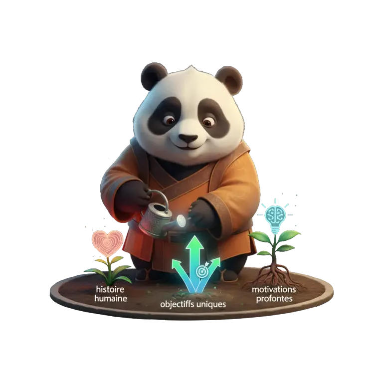 Panda s'occupant d'un jardin - illustration de l'humain et de la stratégie