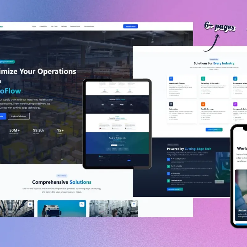 Interface de la plateforme AstroFlow avec tableau de bord logistique et données de transport