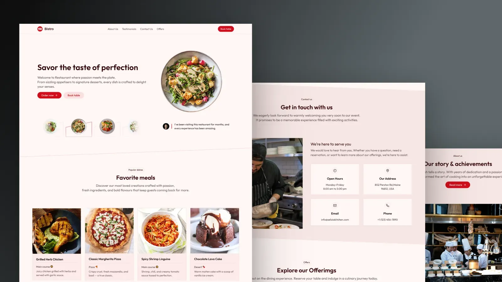 Modèle de site vitrine pour restaurant avec mise en avant du design d'intérieur et système de réservation de salle en ligne.