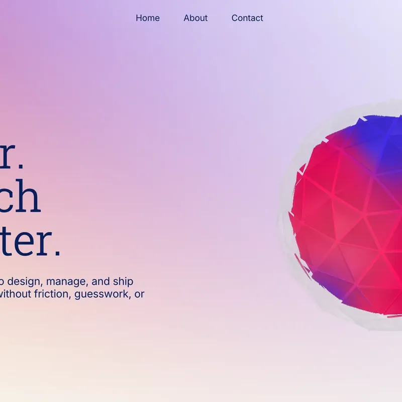 Thème Viio : page d'accueil expérimentale avec éléments Three.js interactifs et design immersif